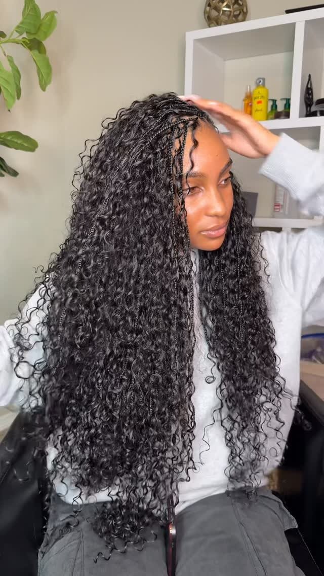 Dark long knotless braids, side profile — Always Braided